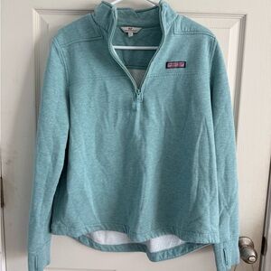 Vineyard Vines Heathered Aqua Pullover with Whale Logo